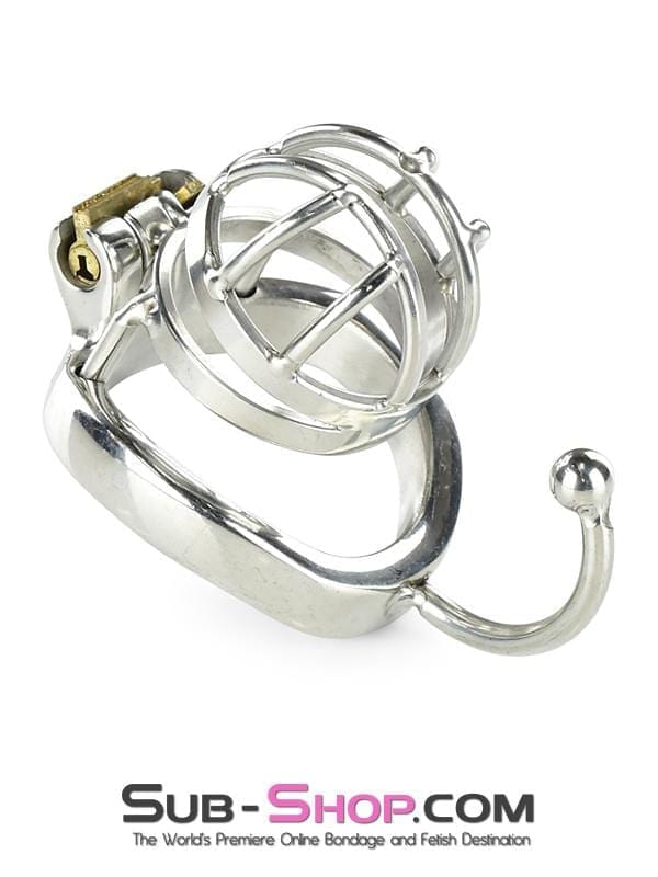 Chastity 0840RS      Tiny Cage High Security Chromed Steel Male Chastity with Ball Separation Rod
