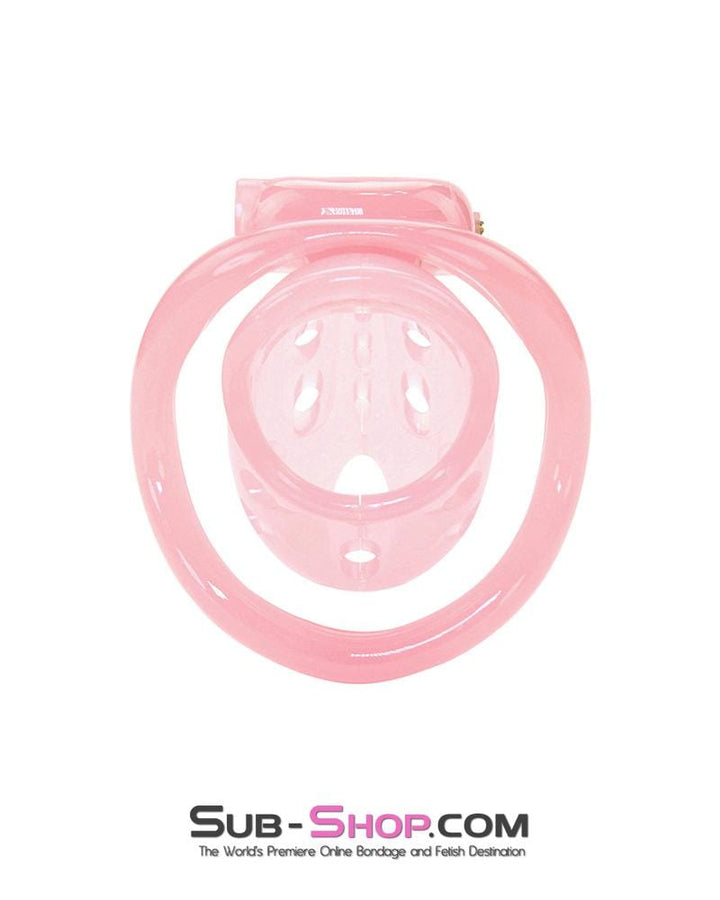 Chastity 1480AR      Sissy Boy Toy Pink Short High Security Pin Tumbler Locking Cock Cage Chastity
