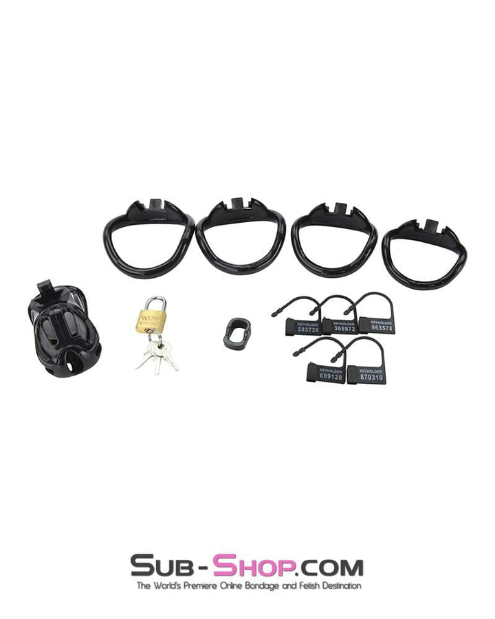 Chastity 1556AR      Short Jailhouse Cock Black Locking Male Chastity Cage