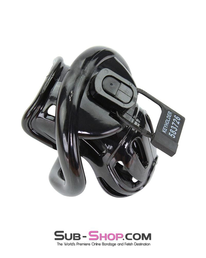 Chastity 1556AR      Short Jailhouse Cock Black Locking Male Chastity Cage
