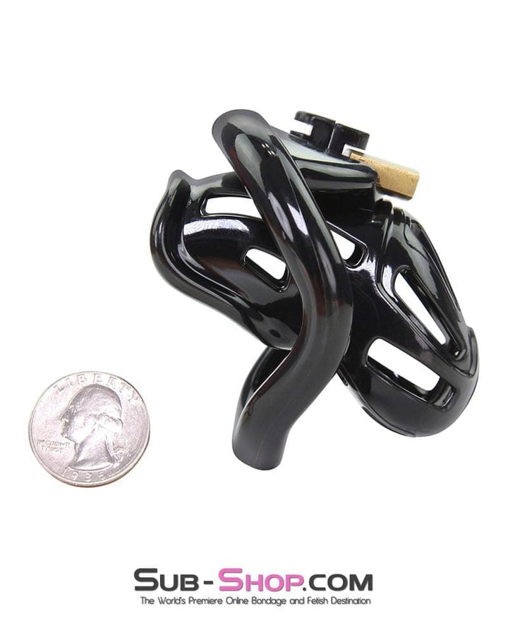 Chastity 1556AR      Short Jailhouse Cock Black Locking Male Chastity Cage