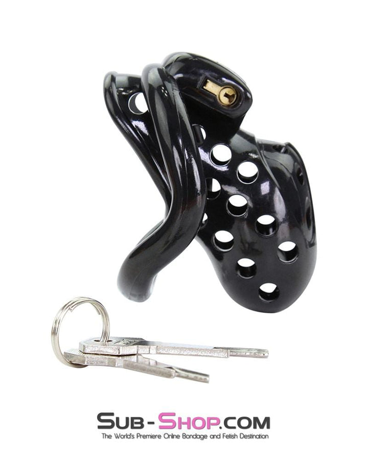 Chastity 1723AR      Boy Toy Short Black High Security Pin Tumbler Locking Cock Cage Chastity