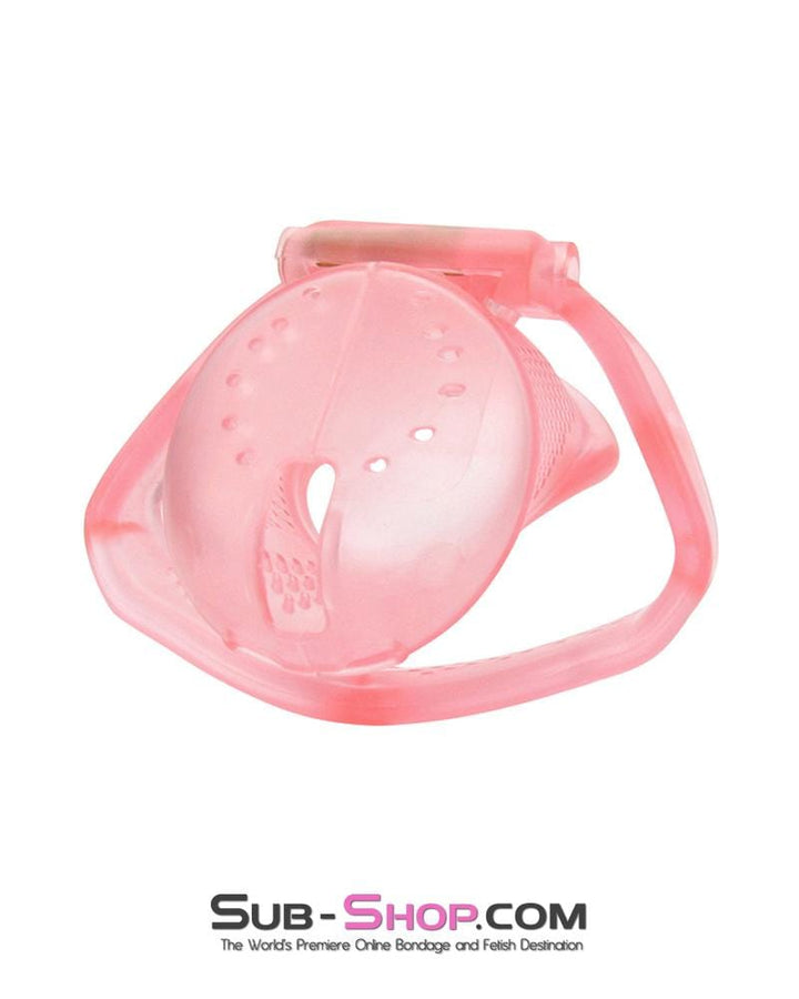 Chastity 2461RS      Mistress’s Little Sissy Slave Short Pink High Security Pin Tumbler Ventilated Male Chastity Device with Numbered Plastic Locks