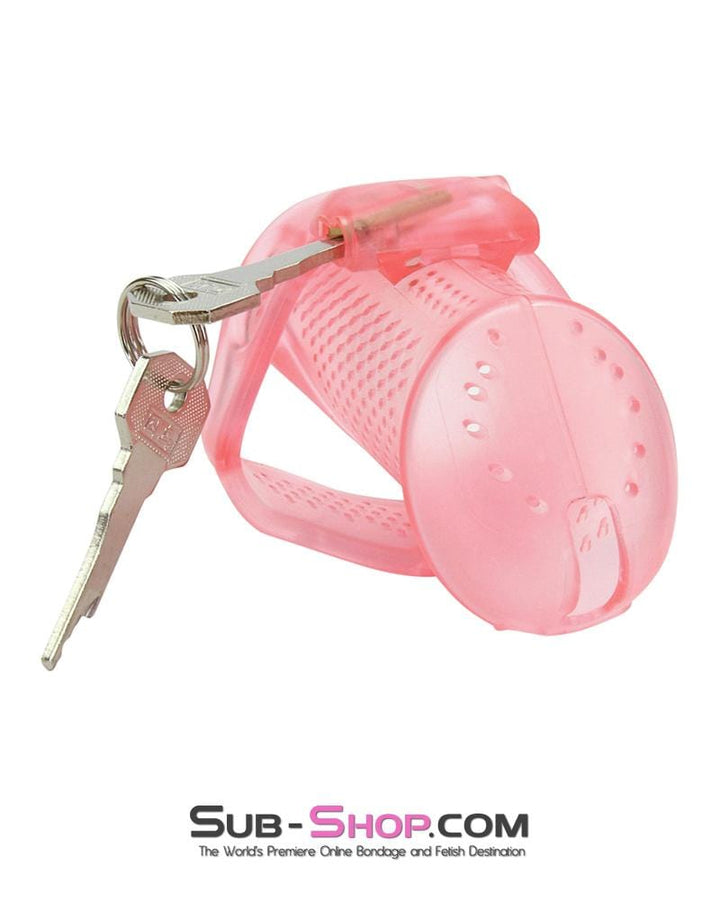 Chastity 2463AR      Mistresses Sissy Slave Pink High Security Pin Tumbler Ventilated Male Chastity Device with Numbered Plastic Locks