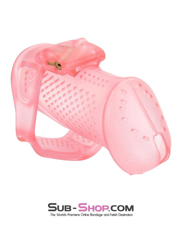 Chastity 2463AR      Mistresses Sissy Slave Pink High Security Pin Tumbler Ventilated Male Chastity Device with Numbered Plastic Locks