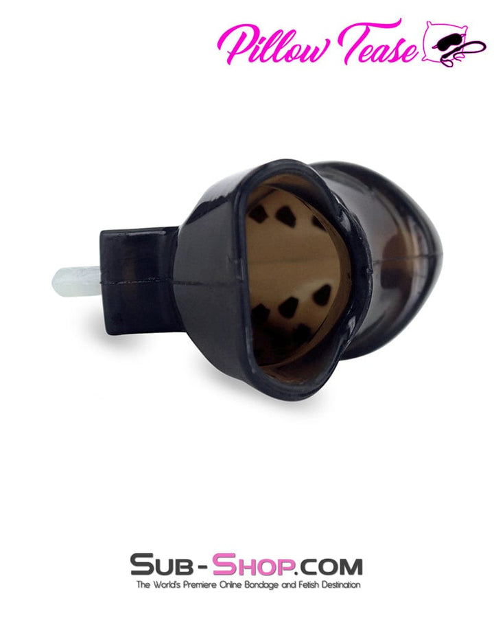 Chastity 3459AR     Spiked Black Locking Silicone Chastity Cage with Ball Stretching Cock Ring