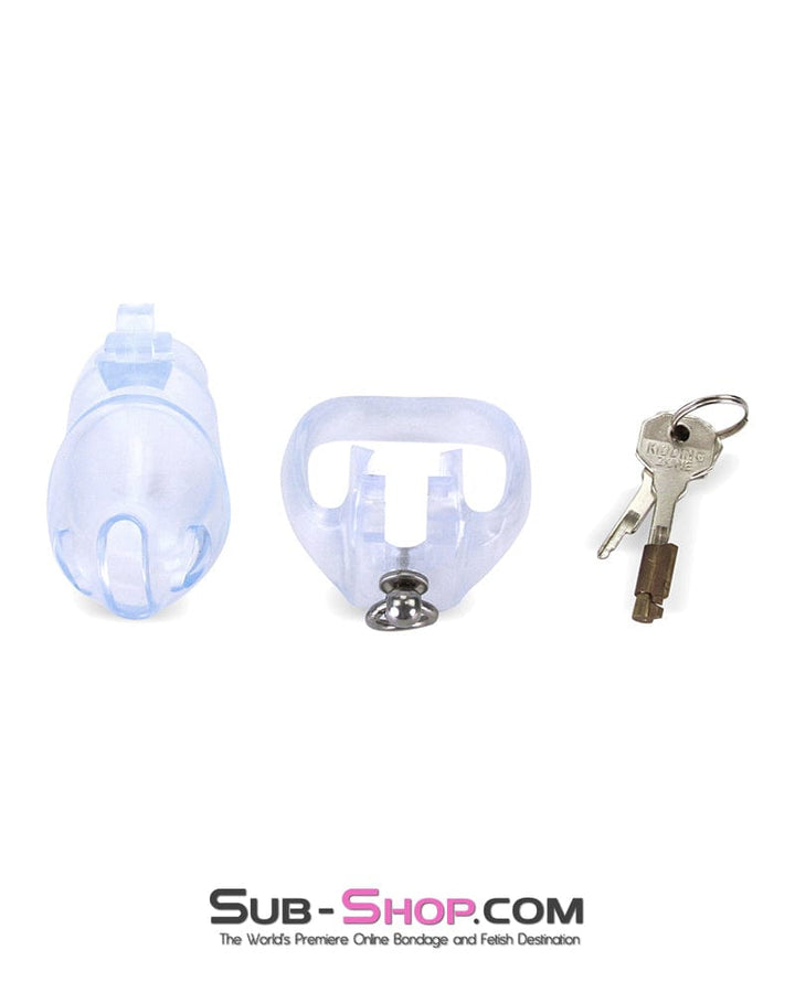 Chastity 3767M      Long Clear Locking Cock Cage Chastity with Lead Ring with Small Cock Cuff