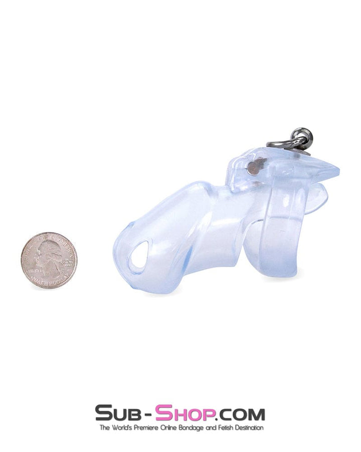 Chastity 3767M      Long Clear Locking Cock Cage Chastity with Lead Ring with Small Cock Cuff