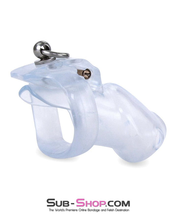 Chastity 3767M      Long Clear Locking Cock Cage Chastity with Lead Ring with Small Cock Cuff