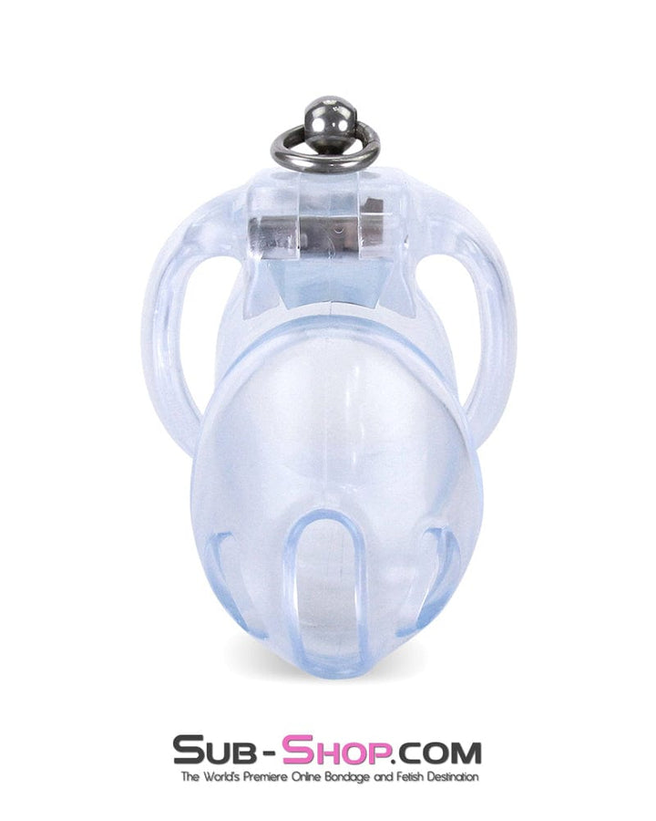 Chastity 3767M      Long Clear Locking Cock Cage Chastity with Lead Ring with Small Cock Cuff