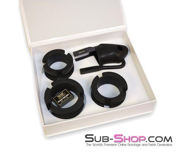 Chastity 3780HS      Black Silicone Cock Trap Locking Chastity Set