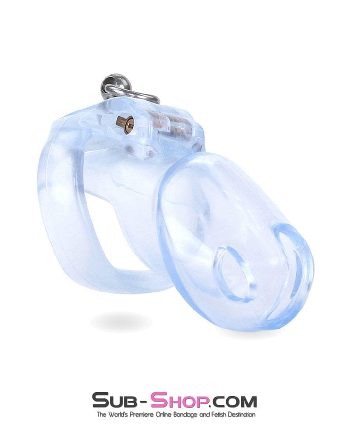 Chastity 4771M      Long Clear Locking Cock Cage Chastity with Lead Ring with Medium Cock Cuff