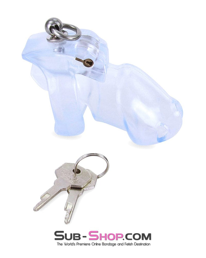 Chastity 4771M      Long Clear Locking Cock Cage Chastity with Lead Ring with Medium Cock Cuff