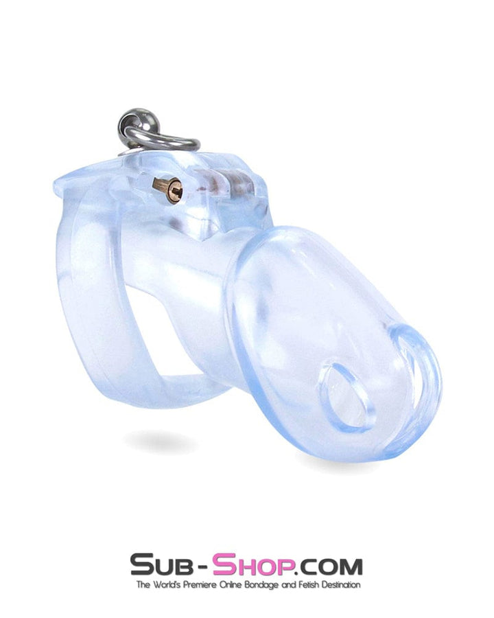 Chastity 4771M      Long Clear Locking Cock Cage Chastity with Lead Ring with Medium Cock Cuff