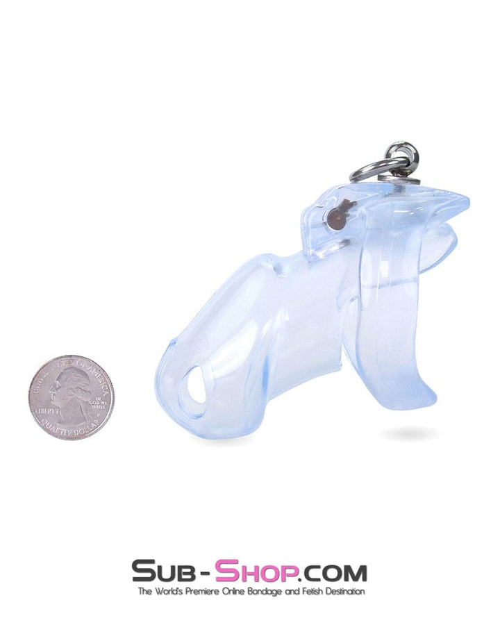 Chastity 5721M      Long Clear Locking Cock Cage Chastity with Lead Ring with Large Cock Cuff