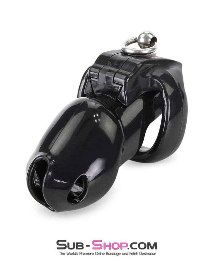 Chastity 6763M      Long Black Cock Cage with Lead Ring and Small Cock Cuff Ring