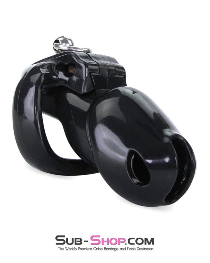 Chastity 6763M      Long Black Cock Cage with Lead Ring and Small Cock Cuff Ring