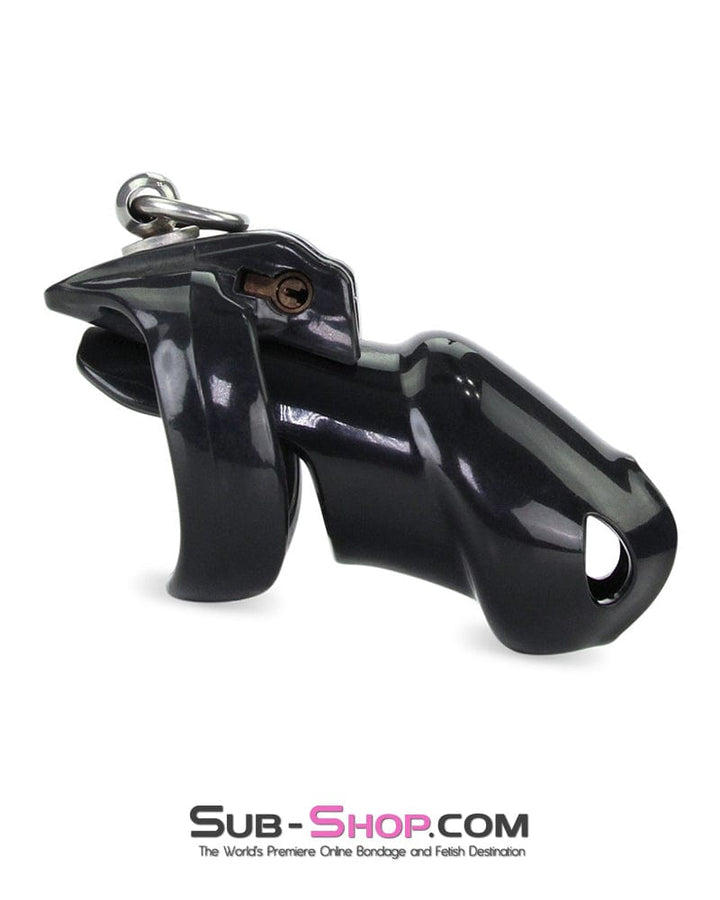 Chastity 6763M      Long Black Cock Cage with Lead Ring and Small Cock Cuff Ring