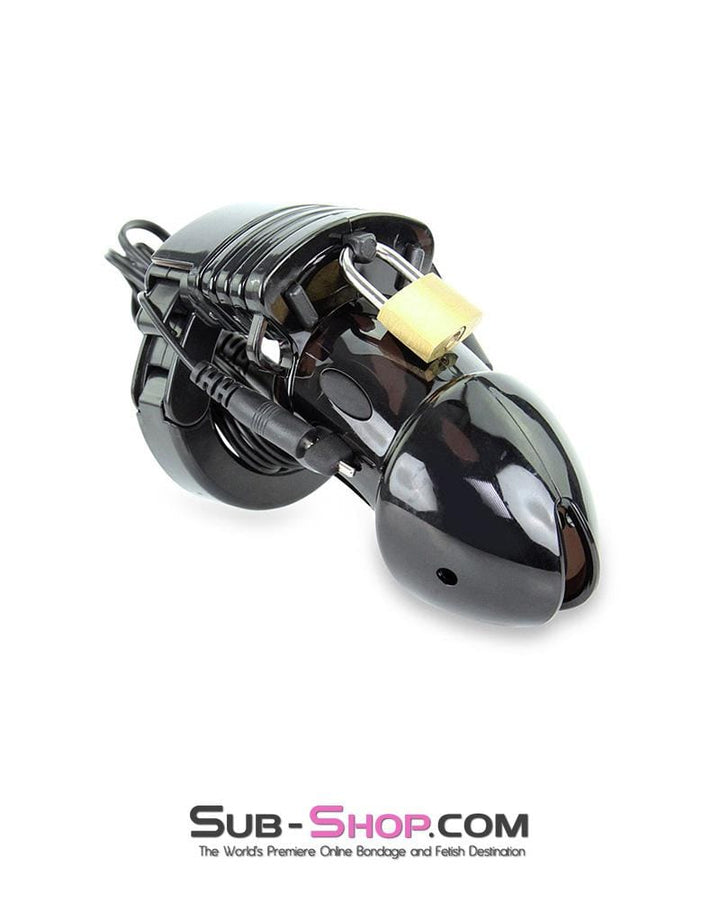 Chastity 6928AE      Electro Stim Black Jack Adjustable Locking Male Cock Cuff Chastity Device