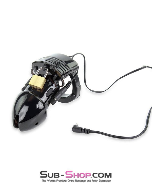 Chastity 6928AE      Electro Stim Black Jack Adjustable Locking Male Cock Cuff Chastity Device