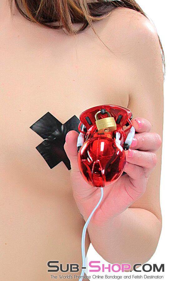 Chastity 6935AR      Electro Sex Locking Red Cock Cage Chastity