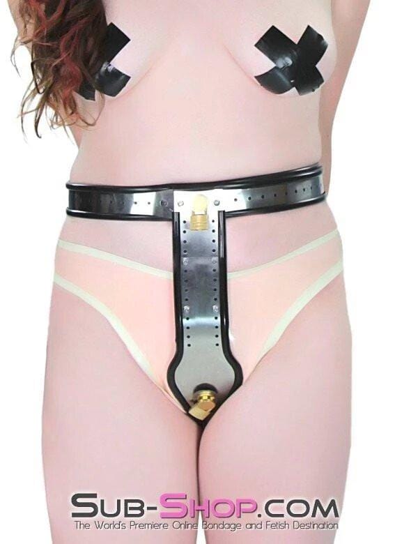 Chastity 6942AR      Owned and Chastised Steel Locking Female Full Chastity Belt