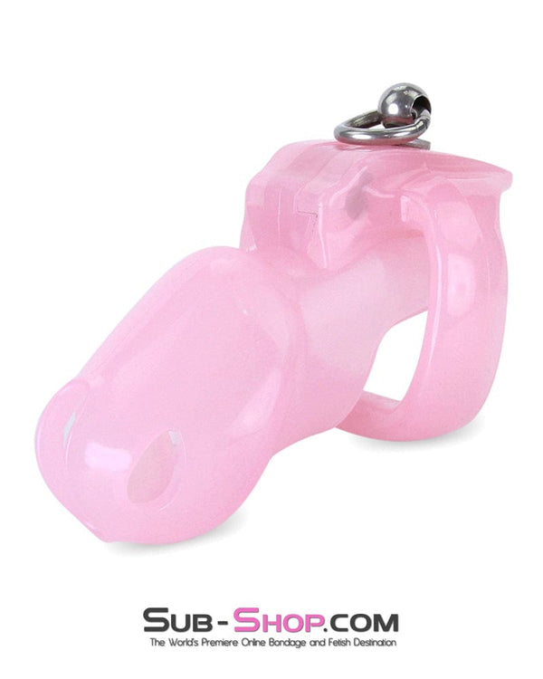 Chastity 7135M      Long Pink Cock Cage with Lead Ring and Small Cock Cuff Ring