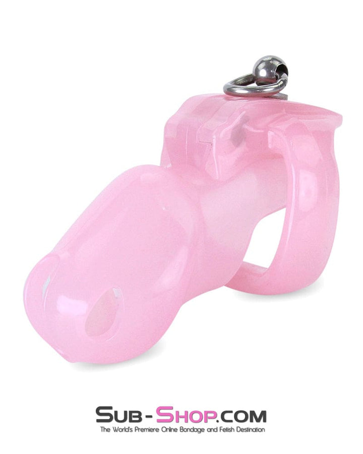 Chastity 7135M      Long Pink Cock Cage with Lead Ring and Small Cock Cuff Ring