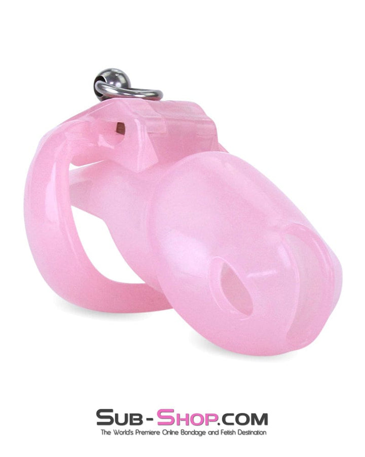 Chastity 7135M      Long Pink Cock Cage with Lead Ring and Small Cock Cuff Ring