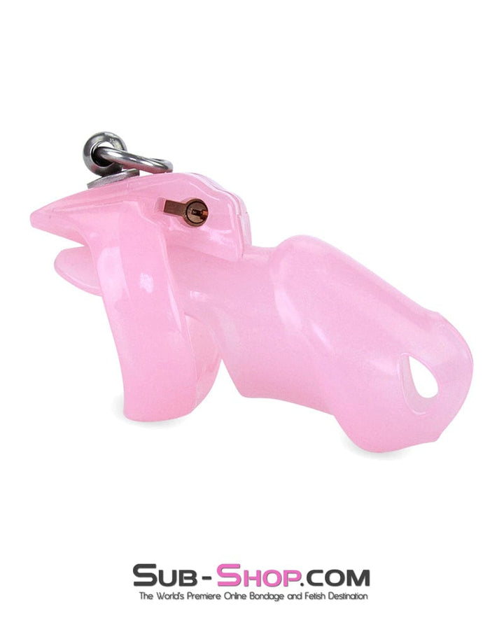 Chastity 7135M      Long Pink Cock Cage with Lead Ring and Small Cock Cuff Ring
