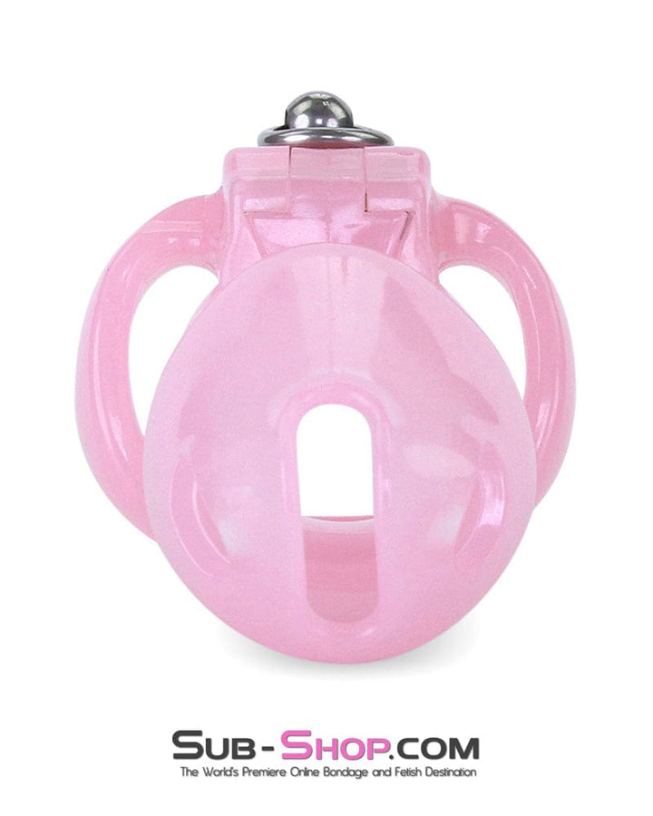 Chastity 7135M      Long Pink Cock Cage with Lead Ring and Small Cock Cuff Ring
