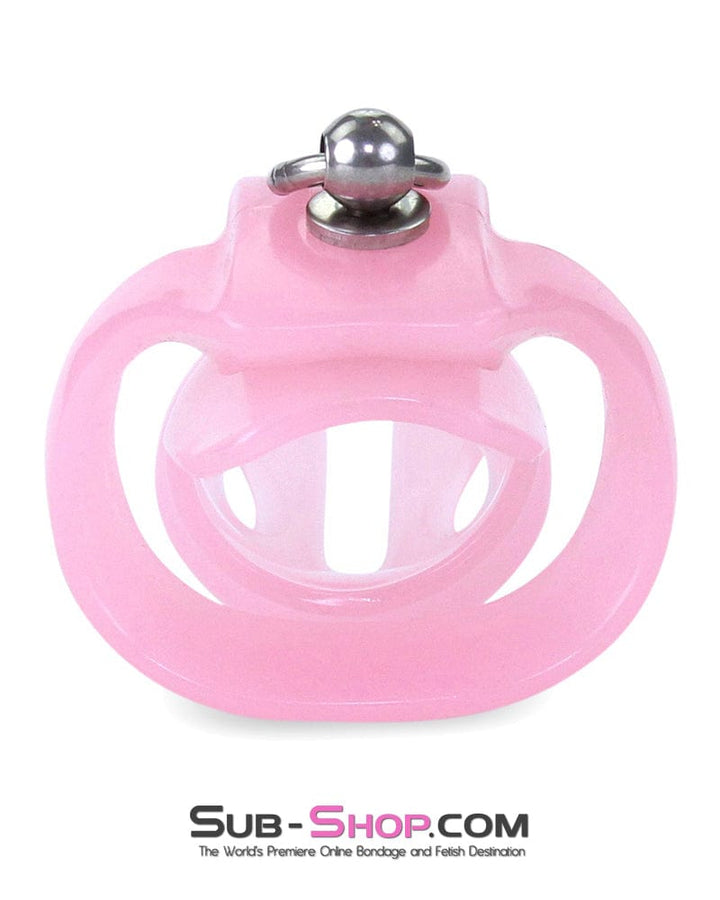 Chastity 7135M      Long Pink Cock Cage with Lead Ring and Small Cock Cuff Ring