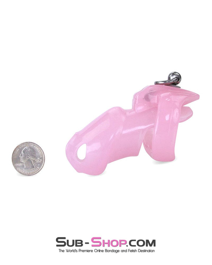 Chastity 7135M      Long Pink Cock Cage with Lead Ring and Small Cock Cuff Ring