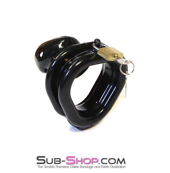 Chastity 7325AR      Birdlocked Style Black Spiked Soft Silicone Locking Cock Chastity & Ball Spreader