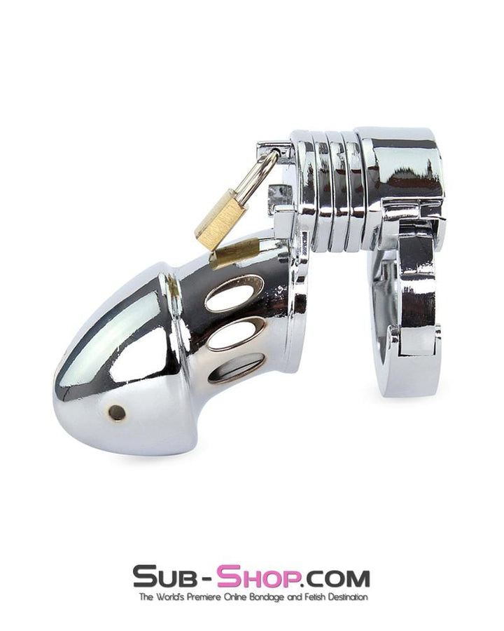 Chastity 7889M      Locked Away Steel Locking Chastity With 3 Length Spacers and 5 Cock Cuff Size Positions