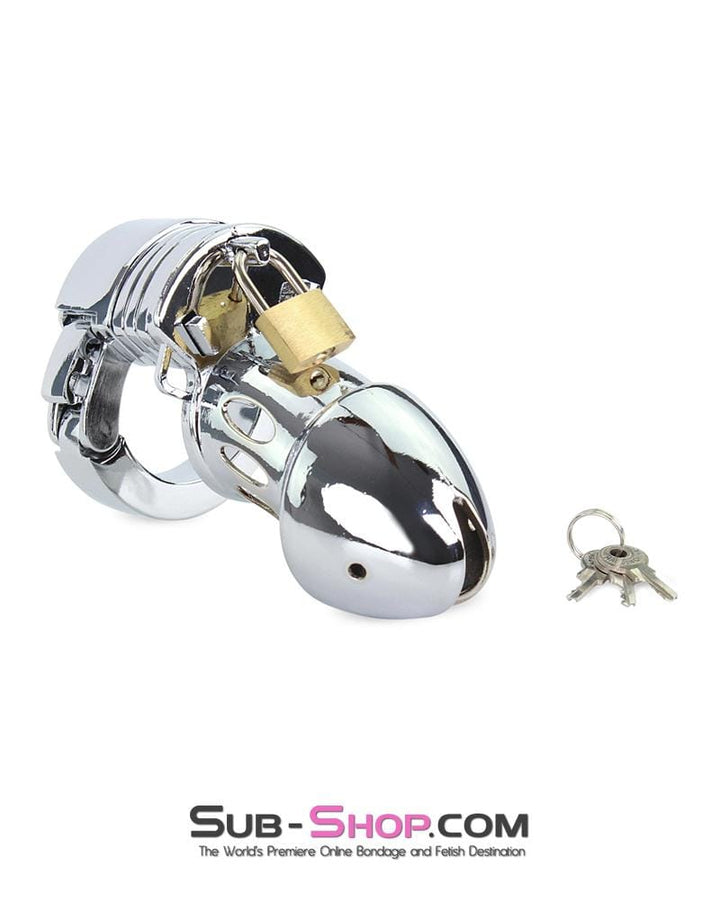 Chastity 7889M      Locked Away Steel Locking Chastity With 3 Length Spacers and 5 Cock Cuff Size Positions