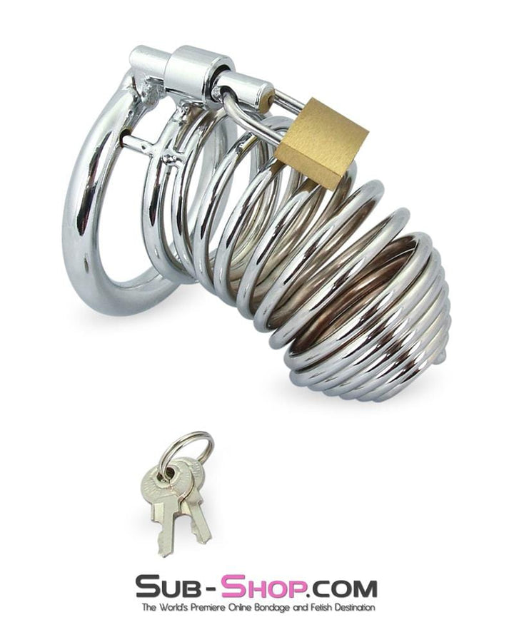 Chastity 7902M      Curved Spiral Steel Chastity Tease and Torment Cock Cage