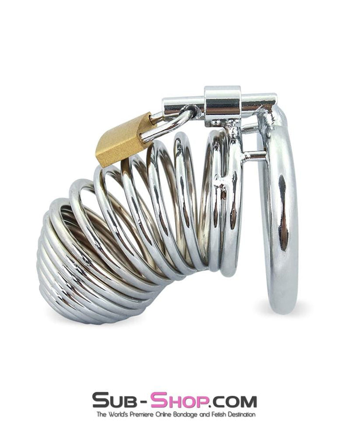 Chastity 7902M      Curved Spiral Steel Chastity Tease and Torment Cock Cage