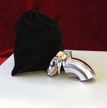 Chastity 8738SM      Steel Open-End Locking Chastity Tube & Cock Ring