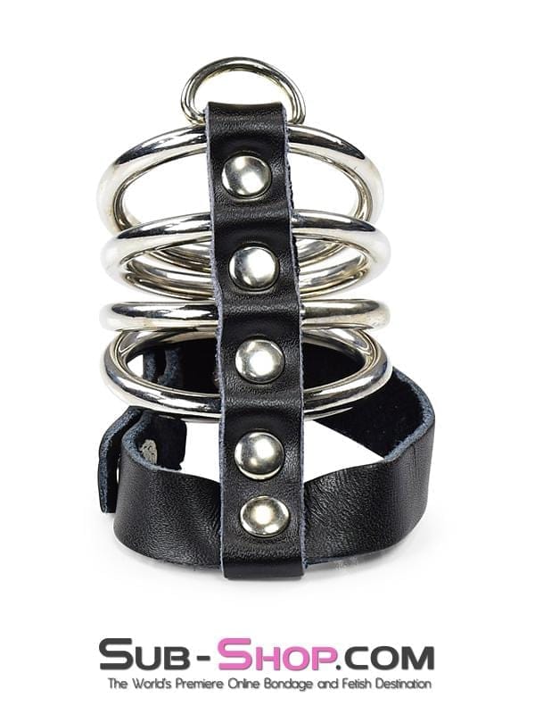 Cock Cage 1798DL      4 Ring Gates of Hell with Leather Cock Ring