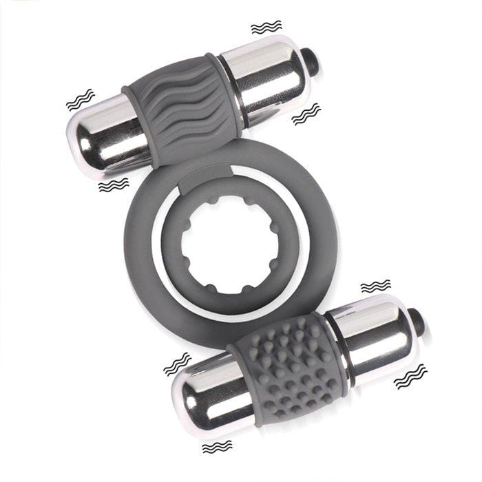 Cock Ring 7003M      Dual Vibe Waterproof Cock And Balls Erection Rings