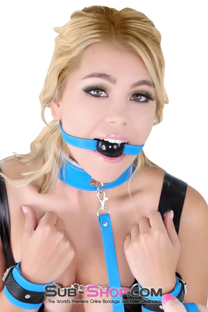Collar 0527MQ      Tantric Blue Fur Lined Bondage Collar with Matching Leash