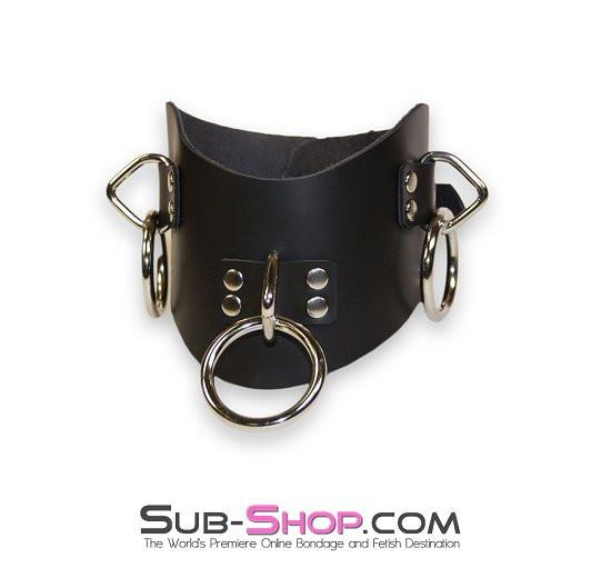 Collar 0612A       Leather Posture Training 3 Ring Bondage Collar