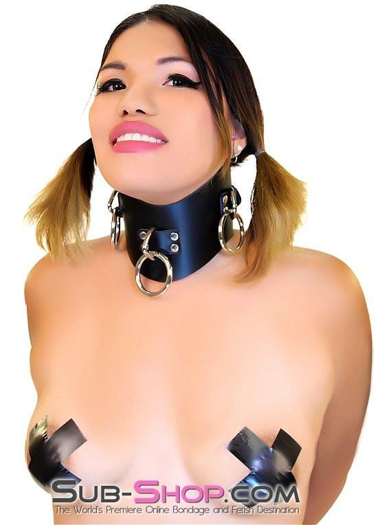 Collar 0612A       Leather Posture Training 3 Ring Bondage Collar
