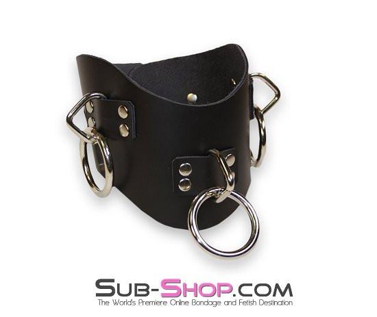 Collar 0612A       Leather Posture Training 3 Ring Bondage Collar
