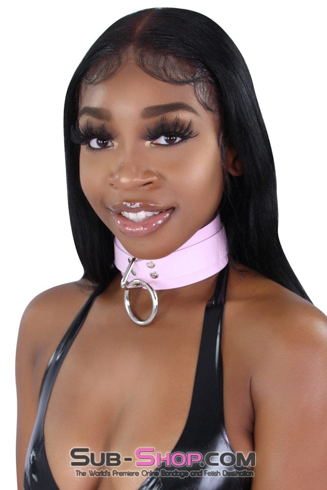 Collar 0991A      Captured Beauty Princess Pink Leather Bondage Collar