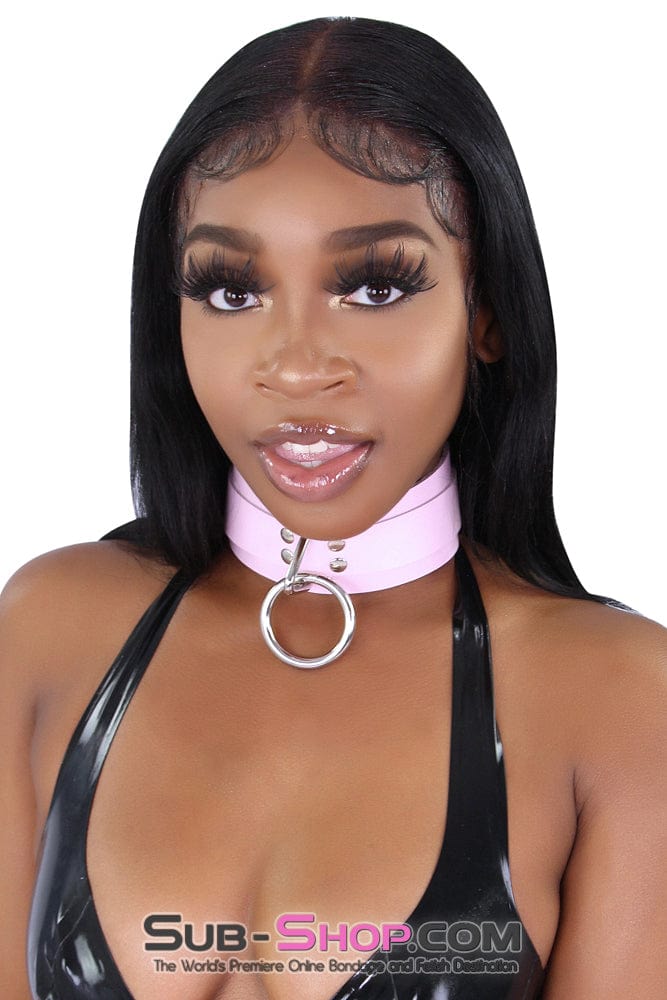 Collar 0991A      Captured Beauty Princess Pink Leather Bondage Collar