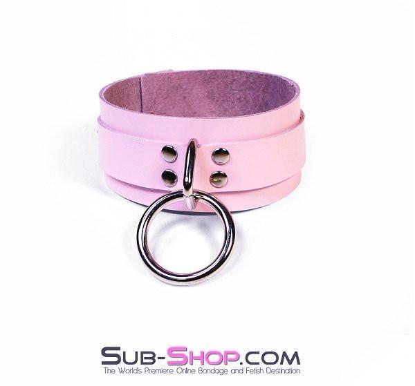 Collar 0991A      Captured Beauty Princess Pink Leather Bondage Collar