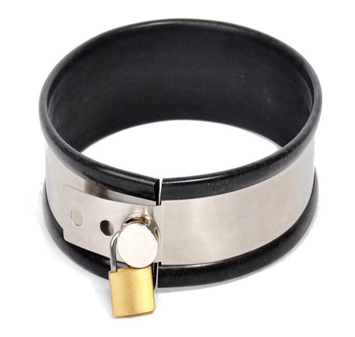 Collar 1404R      Steel The Show Black Rubber Lined Locking Stainless Steel Collar