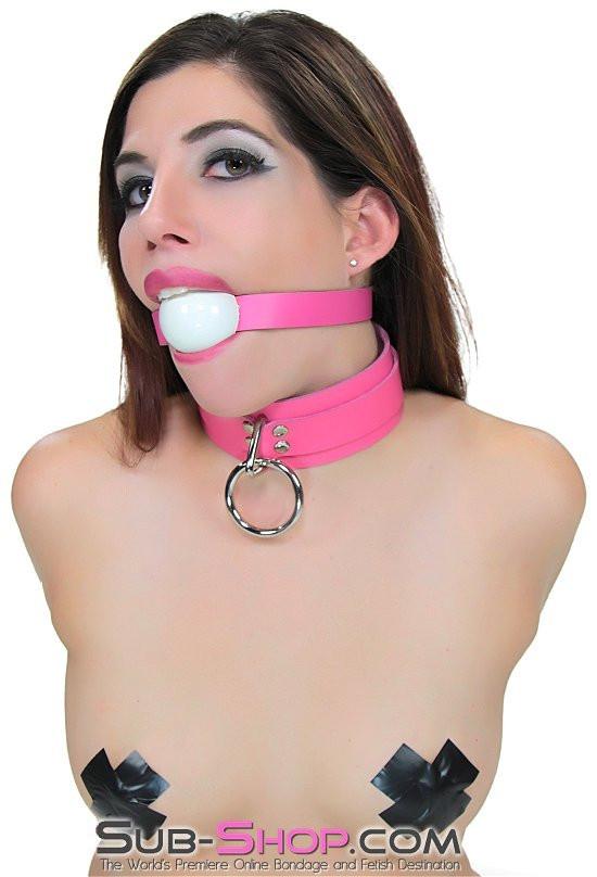Collar 1665A      Kept Woman Locking Hot Pink Leather Bondage Collar